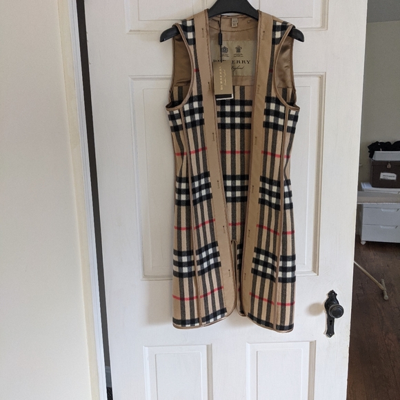 Burberry Check Cashmere Wool Long Vest